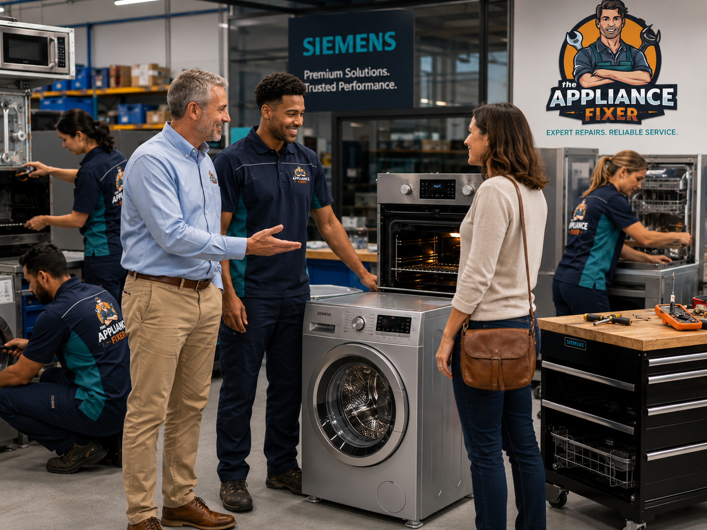 The Appliance Fixer team assisting a Siemens appliance customer